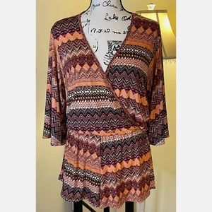 Elan V-Neck Mango Cover-Up Romper (Size L)